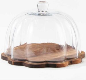 Cloudy borosilicaat acacia houten taartplateau | 31 cm
